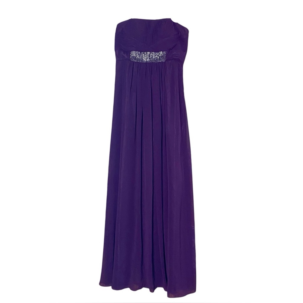 Vintage Y2K Dave & Johnny Purple Chiffon Prom Dress XS 1/2 Beaded Empire Waist